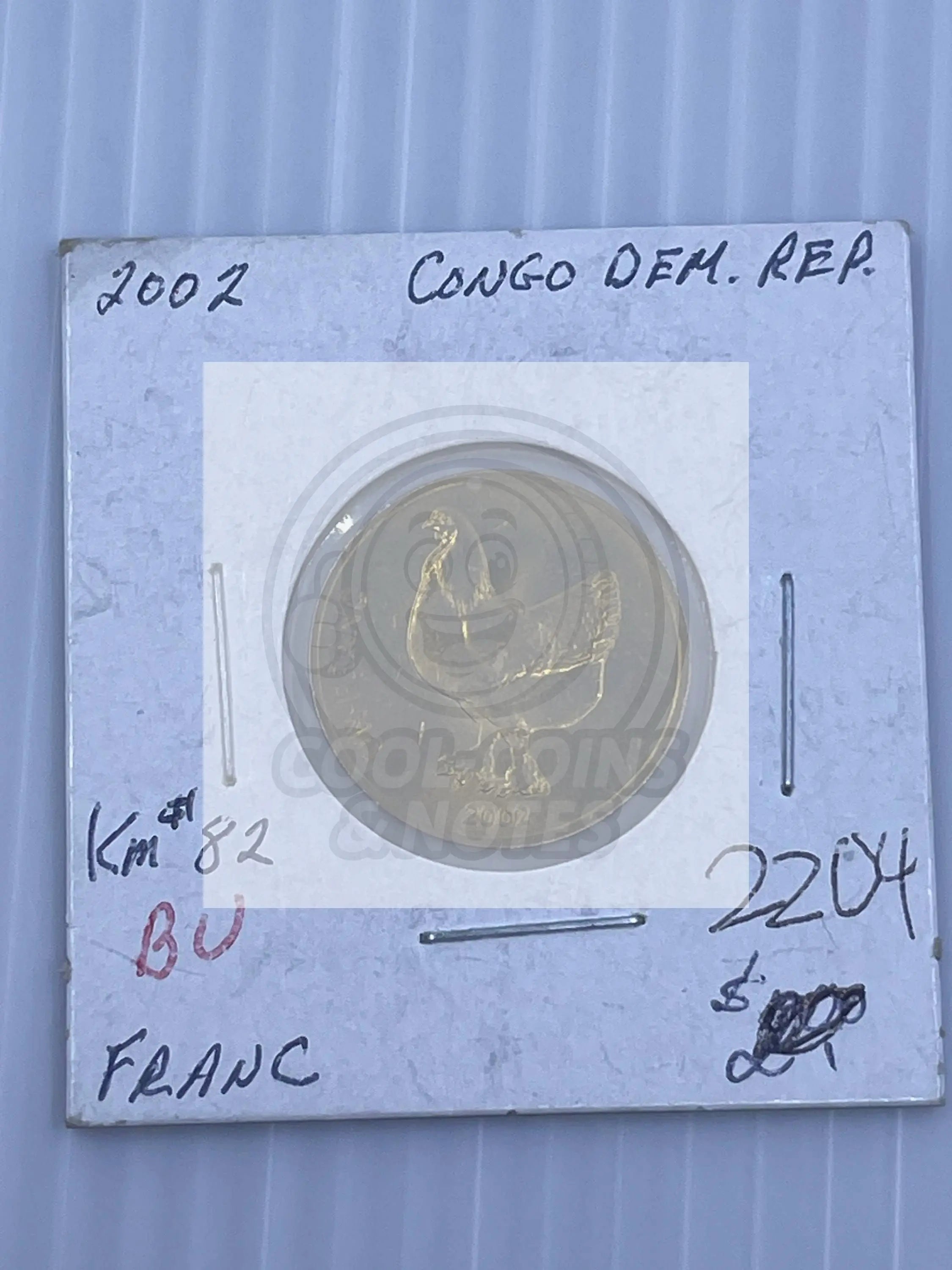Congo 2002 1 Franc KM 82 UNC Workd Coin Lion